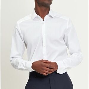 Ben Sherman Mens White Dress Shirt Button Down